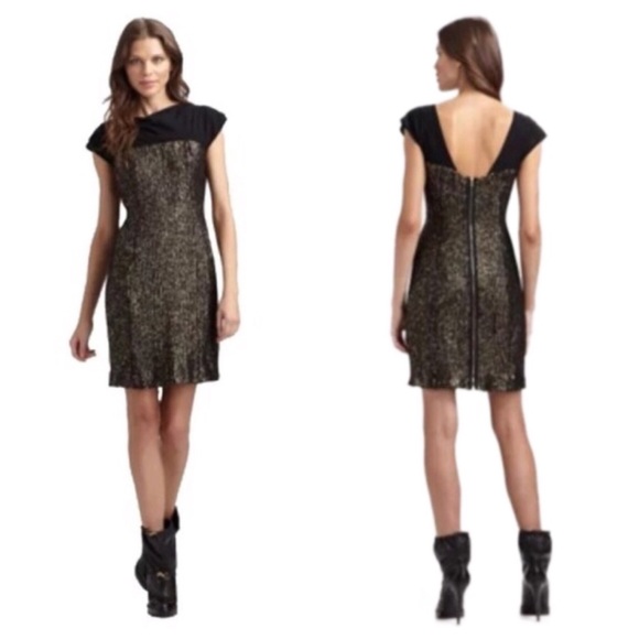 TORY BURCH Black Gold Sequin Party Dress NWT - Picture 4 of 8